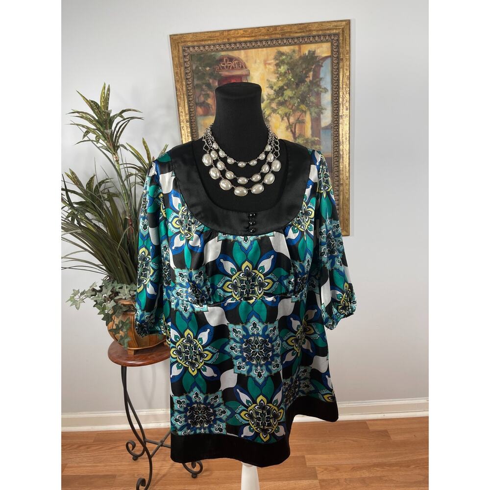 Lane Bryant Blouse Top‎ Women's 14/16 Multi Floral Artsy Whimsigoth Romantic